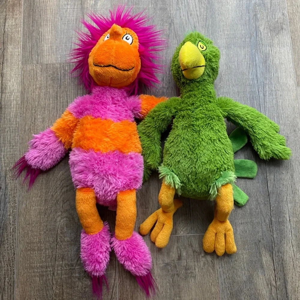 Dr Seuss Kohls Cares Plush Lot Pink Orange Striped Creature Green Bird 2010 15in